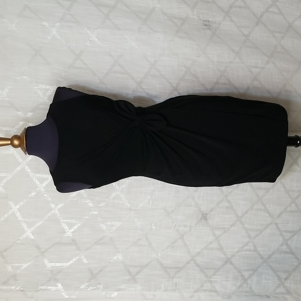 Lauren Ralph Lauren Sleeveless Black Ruched Dress Faux Wrap Size 4p
